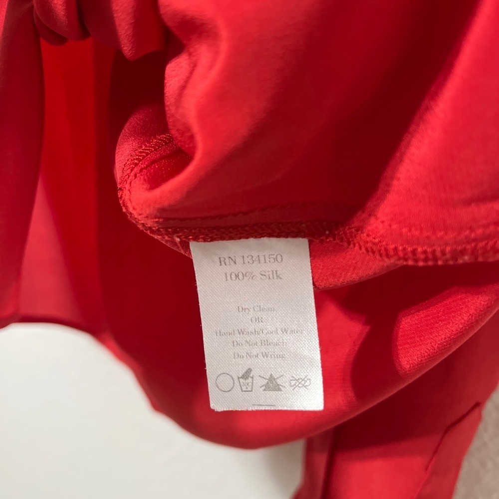 Wyatt 100%Silk Red Button Up Blouse Office Quiet Luxury Old Money Classic  Top S - Picture 5 of 7